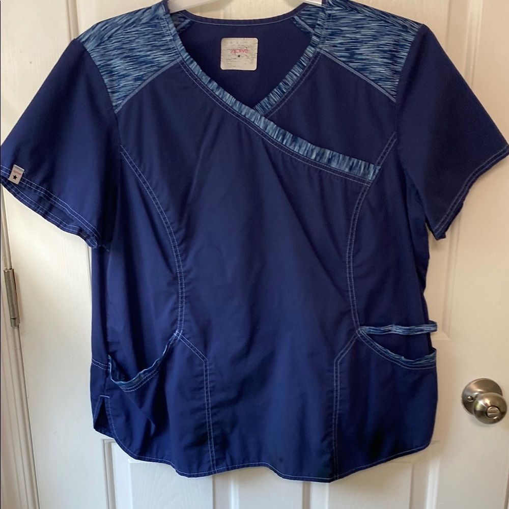 2XL scrub Star active navy blue uniform top